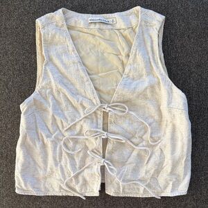 Abercrombie & Fitch Cream/ Beige Tie-Front Sleeveless Top